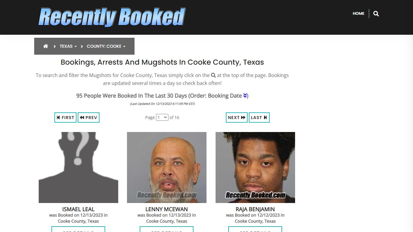 Recent bookings, Arrests, Mugshots in Cooke County, Texas - Recently Booked